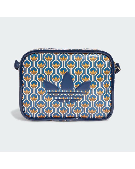 Adidas Blue Vintage Monogram Print Shoulder Bag