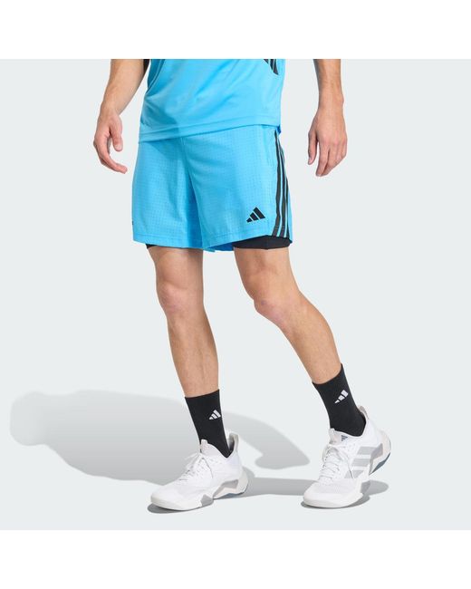 Adidas Blue Tech Essentials Workout 2In1 Shorts for men