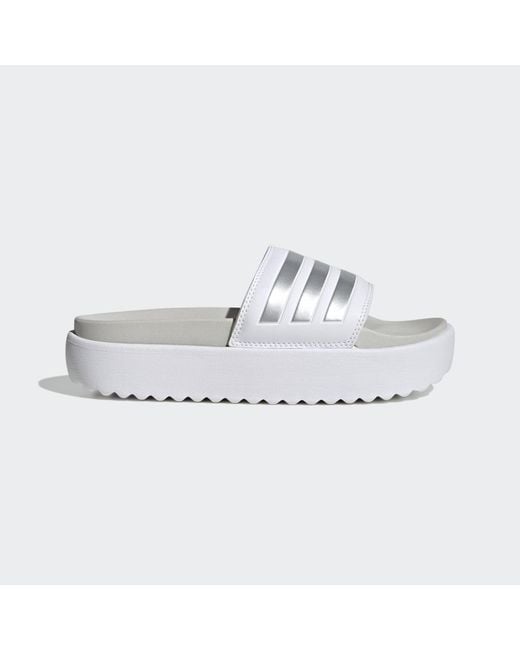 Adidas White Adilette Platform Slides