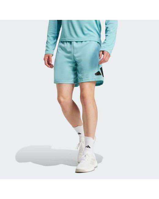 Adidas Blue Train Essentials Logo Training Shorts for men