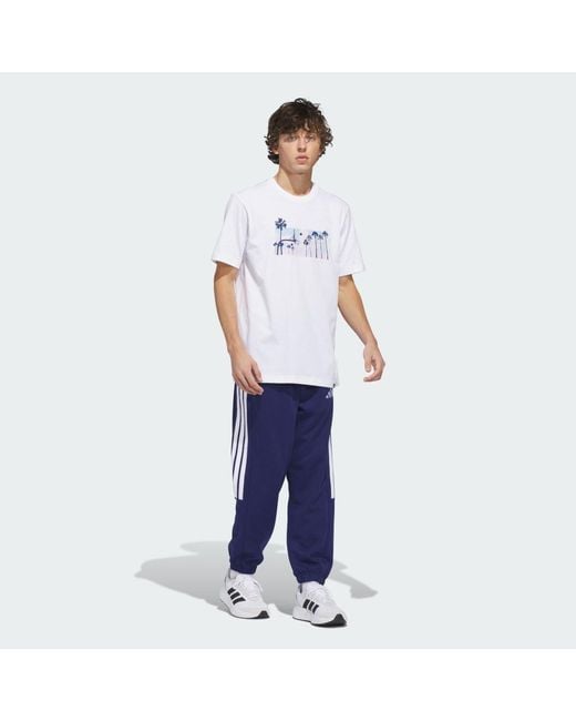 Adidas White Summer Sunset Graphic T-Shirt for men