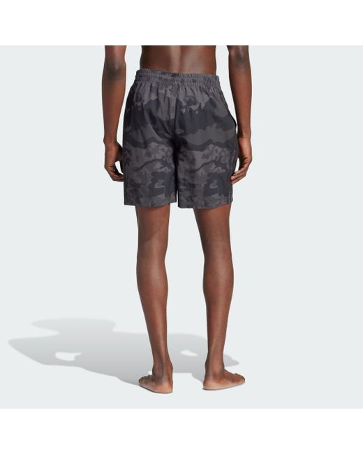 Adidas Blue Camo Allover Print Swim Shorts for men