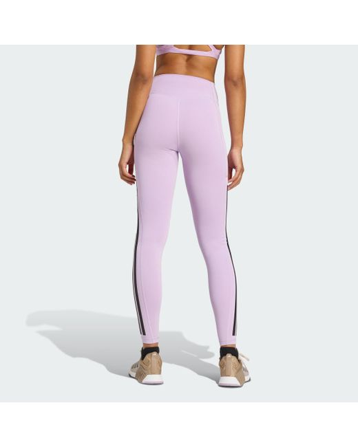 Adidas Originals Purple Optimé 3-Stripes Full-Length Leggings