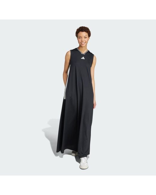 Adidas Black Tiro Cut 3-Stripes Soft Mesh Long Dress