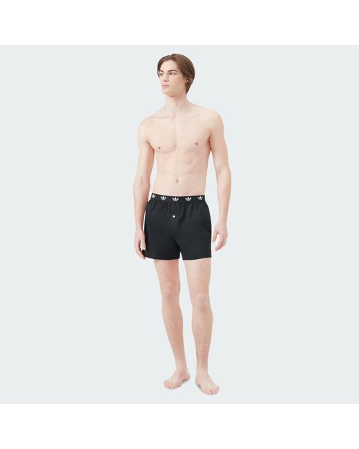 Adidas Black Comfort Core Cotton Icon Woven Boxer Waistband 2-Pack Underwear for men