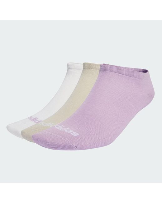 Adidas Purple Thin Linear Low-Cut Socken, 3 Paar