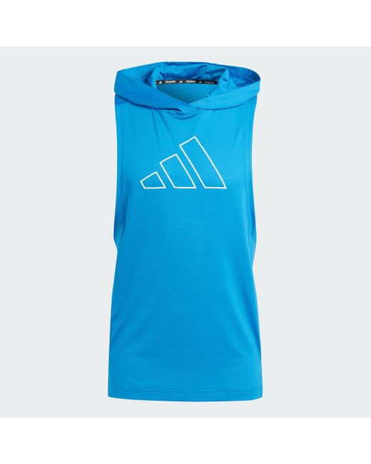 Adidas Blue Train Icons Big Logo Training Hoodie Tank Top for men