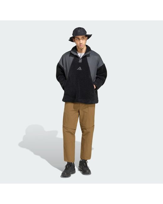 Adidas Black Terrex Xploric Climawarm High Pile Snap Sweatshirt for men