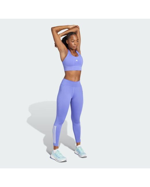 Adidas Purple Dailyrun 3-Stripes 7/8 Leggings