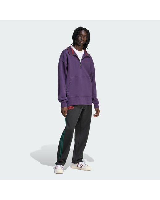 Adidas Purple 90S Alternative Sport Half Zip Graphic Fleece Sweat for men