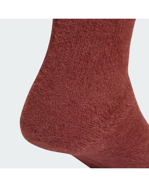 Adidas Red Fluffy Crew Sock 2 Pairs