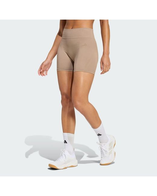 Adidas White Workout Essentials 4 Inch Leggings Knit