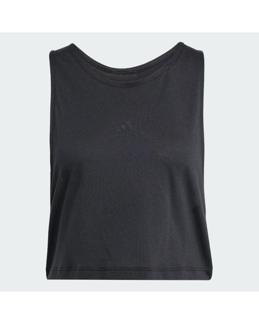 Adidas Gray Yoga Essentials Cropped Tank Top