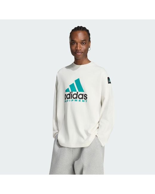 Adidas White Equipment Essentials Long Sleeve T-Shirt for men