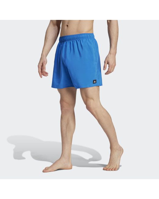 Adidas Blue Solid Clx Short-length Swim Shorts for men