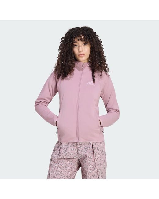 Adidas Pink Terrex Xperior Climawarm+ Ventknit Fleece Hooded Jacket