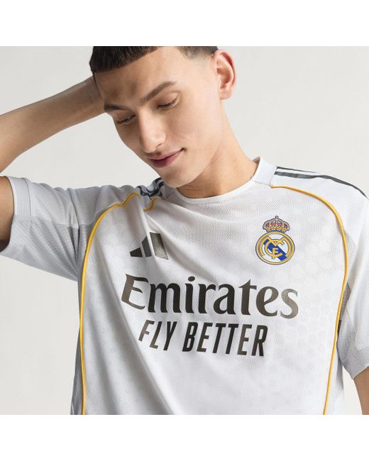 Adidas White Real Madrid 25/26 Home Authentic Jersey for men