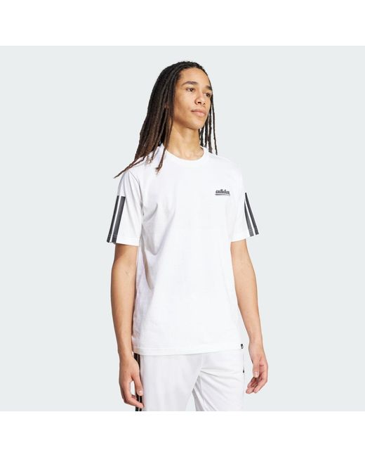 Adidas White Color Script Graphic T-Shirt for men