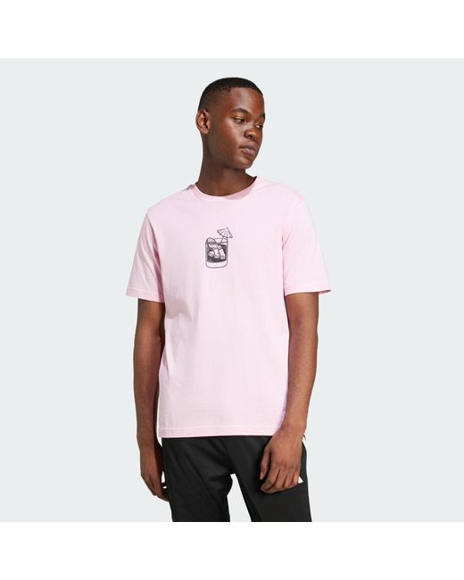 Adidas Pink Lounge Drink Graphic Tee for men