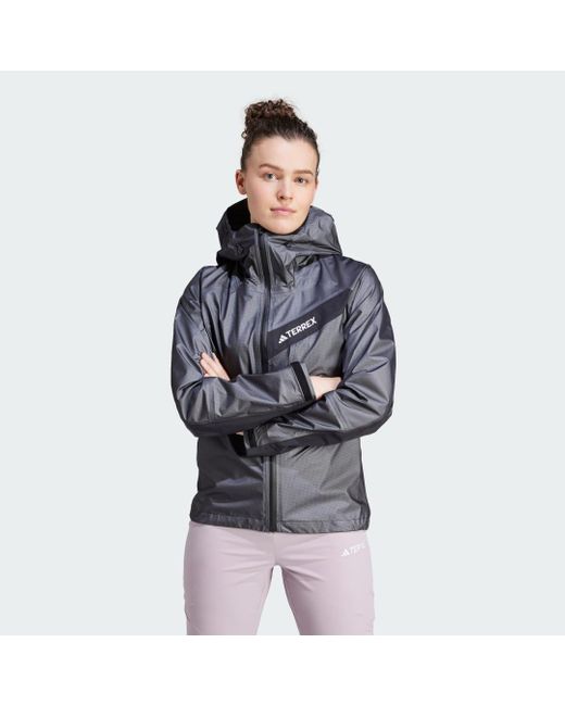 Adidas Blue Terrex Techrock Light Gore-tex Active Rain Jacket