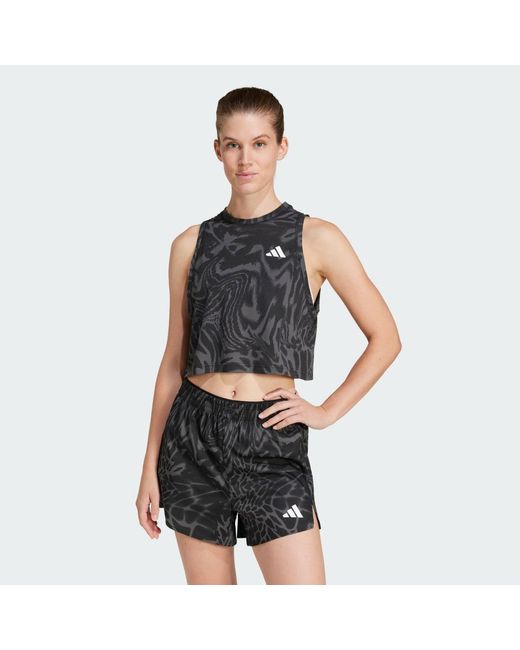 Adidas Gray Train Essentials Allover Print Workout Tank Top