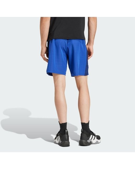 Adidas Blue Train Essentials Woven Mélange Shorts for men