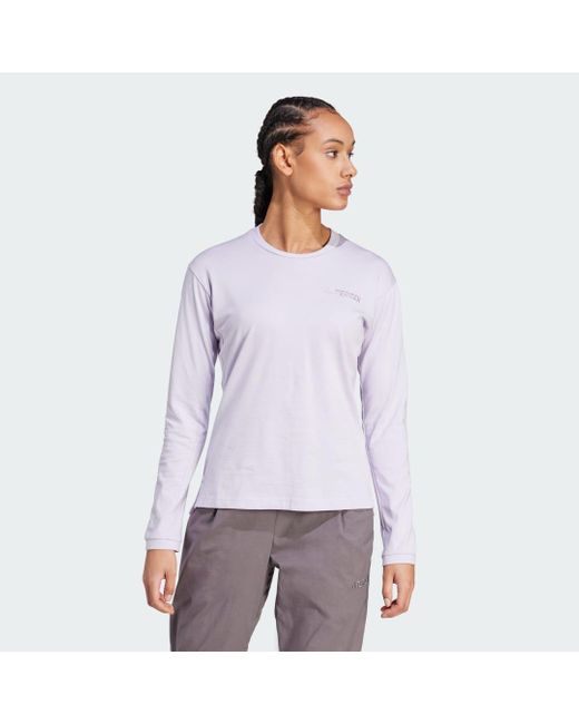 Maglia Terrex Xploric Logo Long Sleeve di Adidas in Purple