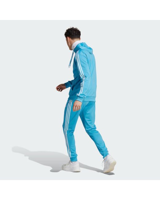 Adidas Blue Hooded Tricot Tracksuit for men
