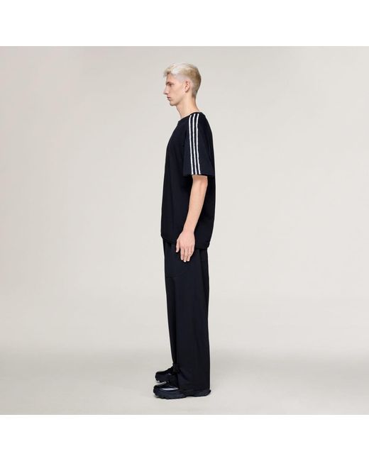 Adidas Blue Y-3 Raw Edge 3 Stripes Short Sleeve T-Shirt