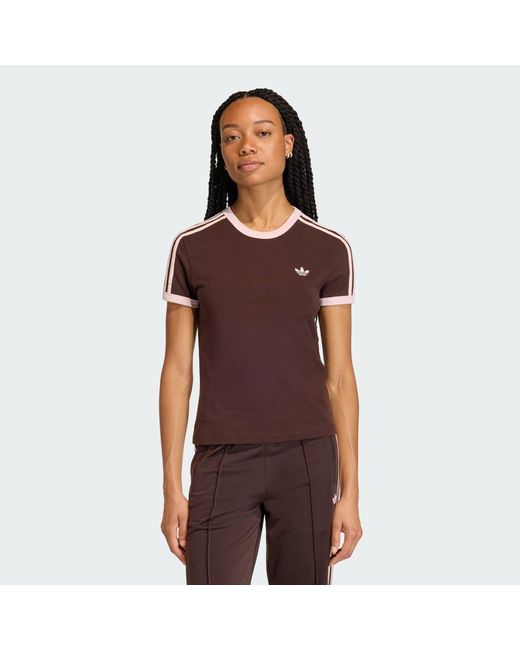 Adidas Red Lifestyle 3 Stripes Slim Tee Kc9017