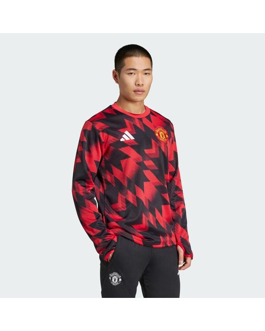 Adidas Red Manchester United 25/26 Pre-Match Warm Top for men