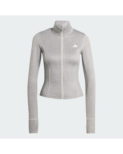 Adidas Gray Workout Essentials Heather Zip Through Jacket