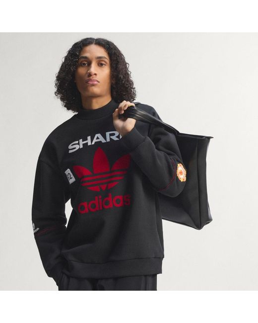 Adidas Black Manchester United Crew Sweat 90 for men
