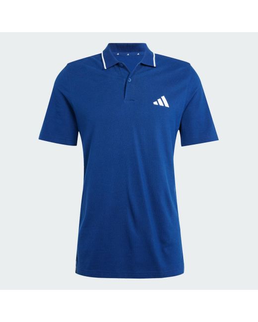 Adidas Blue Essentials 3-Stripes Piqué Polo Shirt for men
