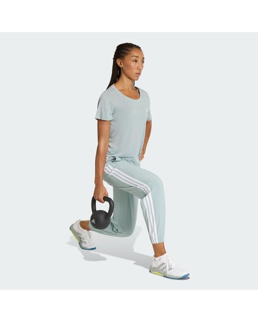 Adidas Blue Workout Essentials Scoop Neck T-Shirt