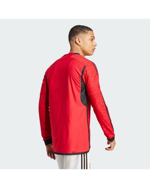 Adidas Red Manchester United 23/24 Long Sleeve Home Authentic Jersey for men