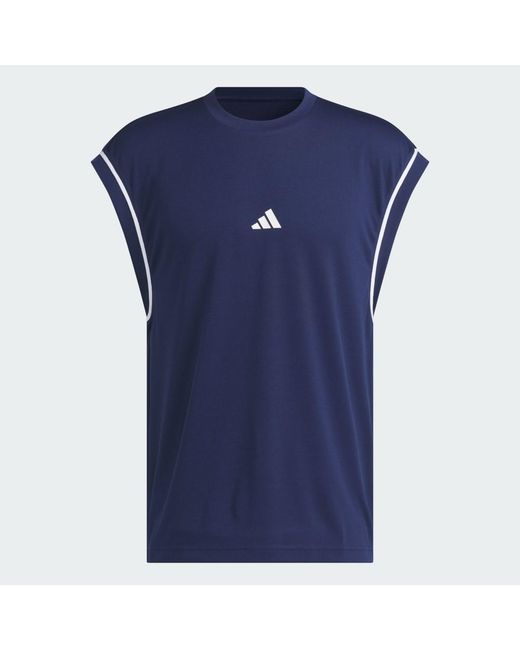 Adidas Blue Basketball All-World Sleeveless Tank Top for men