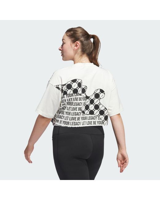 Adidas White Pride Cropped Graphic T-Shirt (Gender Neutral) (Plus Size)