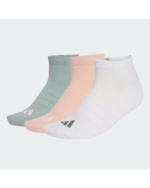 Adidas White Cushioned Essentials Low Cut Socks 3 Pair Pack