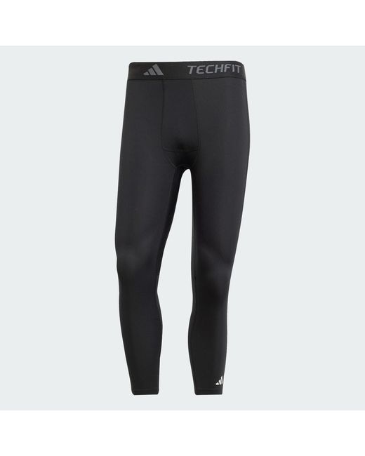 Adidas Black Techfit Compression Training 3/4 Tights for men