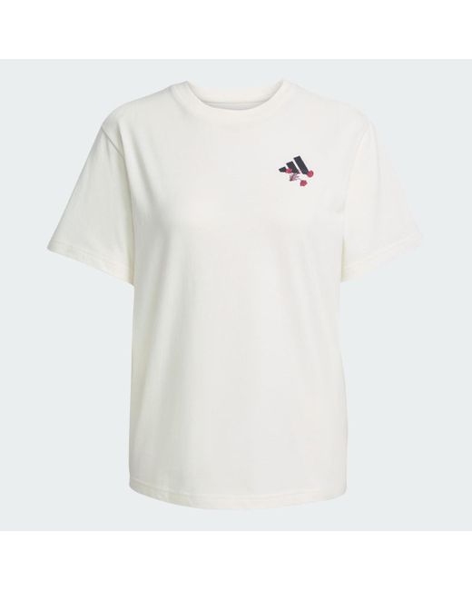 T-Shirt Grafica Floreale Tiro di Adidas in White