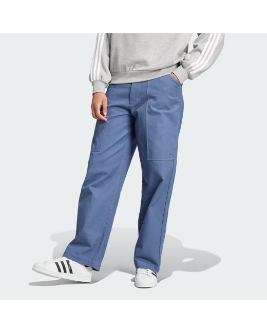 Adidas Originals Blue Premium Essentials Twill Cargo Pants for men