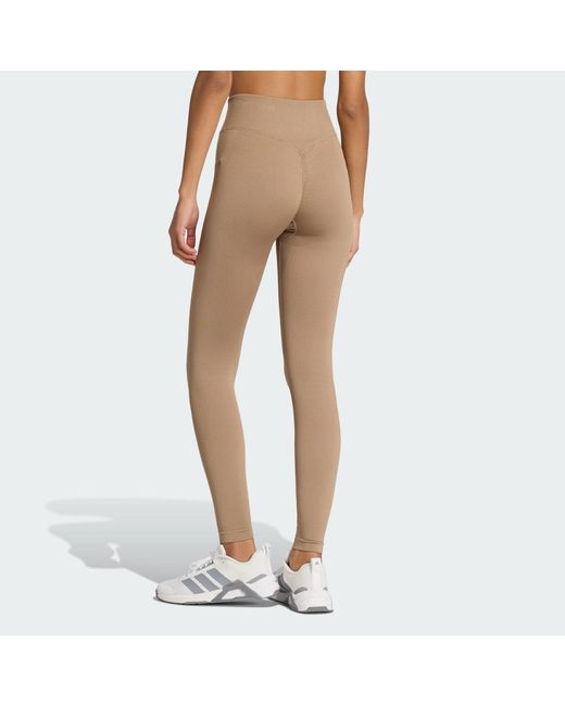 Adidas White Workout Essentials Knit Scrunch 7/8 Leggings