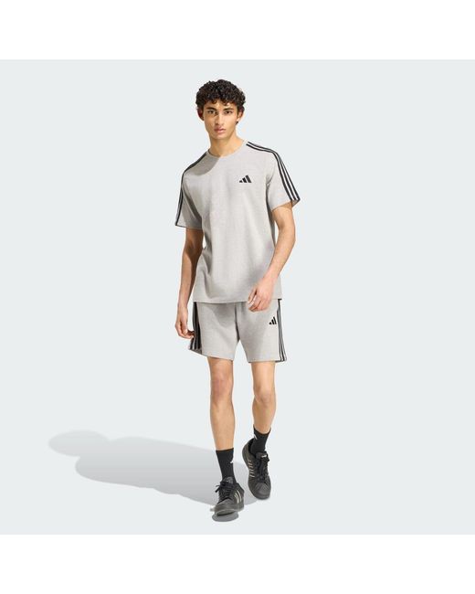 Adidas Gray Essentials 3-Stripes Single Jersey Left Chest Branded T-Shirt for men