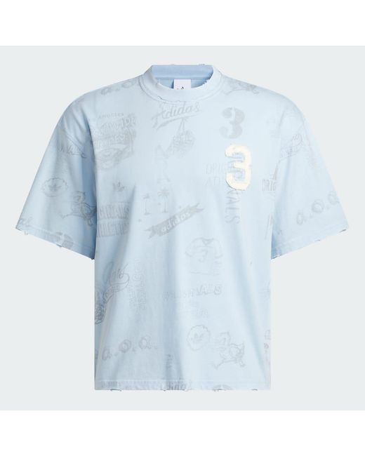Adidas Blue Originals Varsity Graphic Tee for men