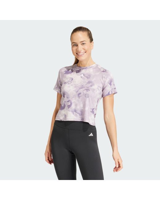 Adidas Purple Train Essentials Aop Flower Tie-dye T-shirt