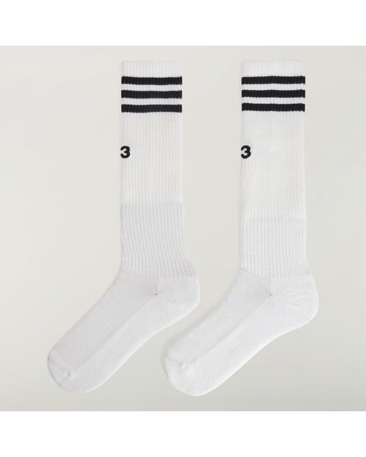 Adidas White Y-3 Stripes High Socks