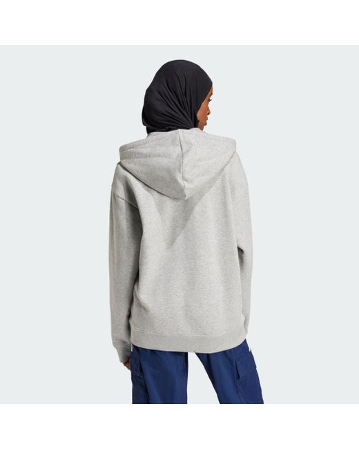 Adidas Gray Essentials Full-Zip Fleece Hoodie