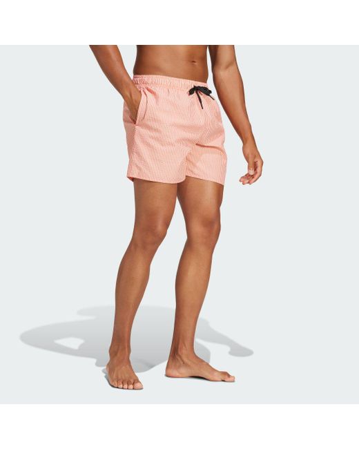 Adidas Pink Stripey Classics Swim Shorts Short Length for men