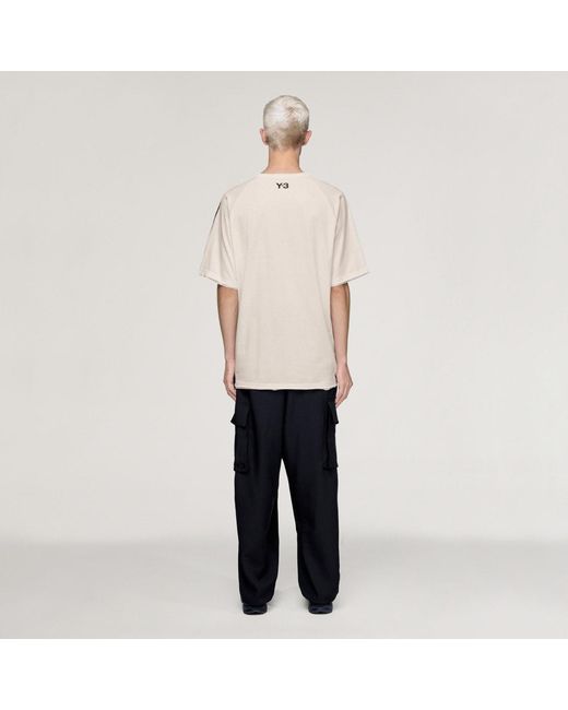 Adidas White Y-3 Raw Edge 3 Stripes Short Sleeve T-Shirt